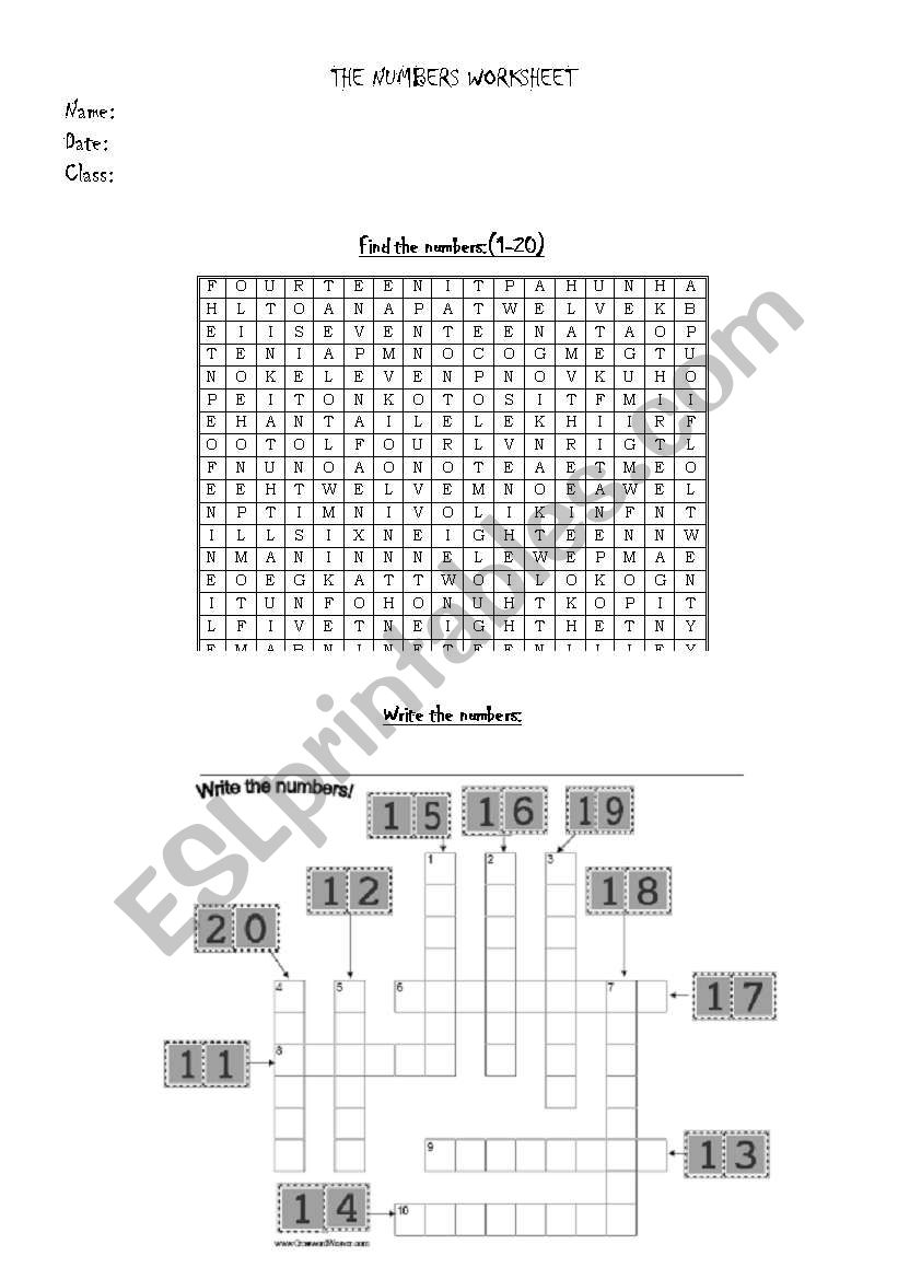 Numbers worksheet