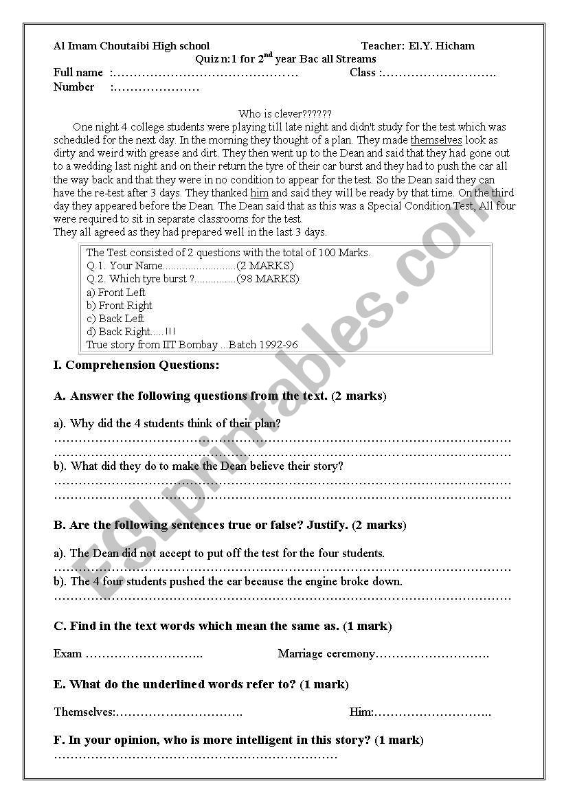 who is clever ??????? worksheet
