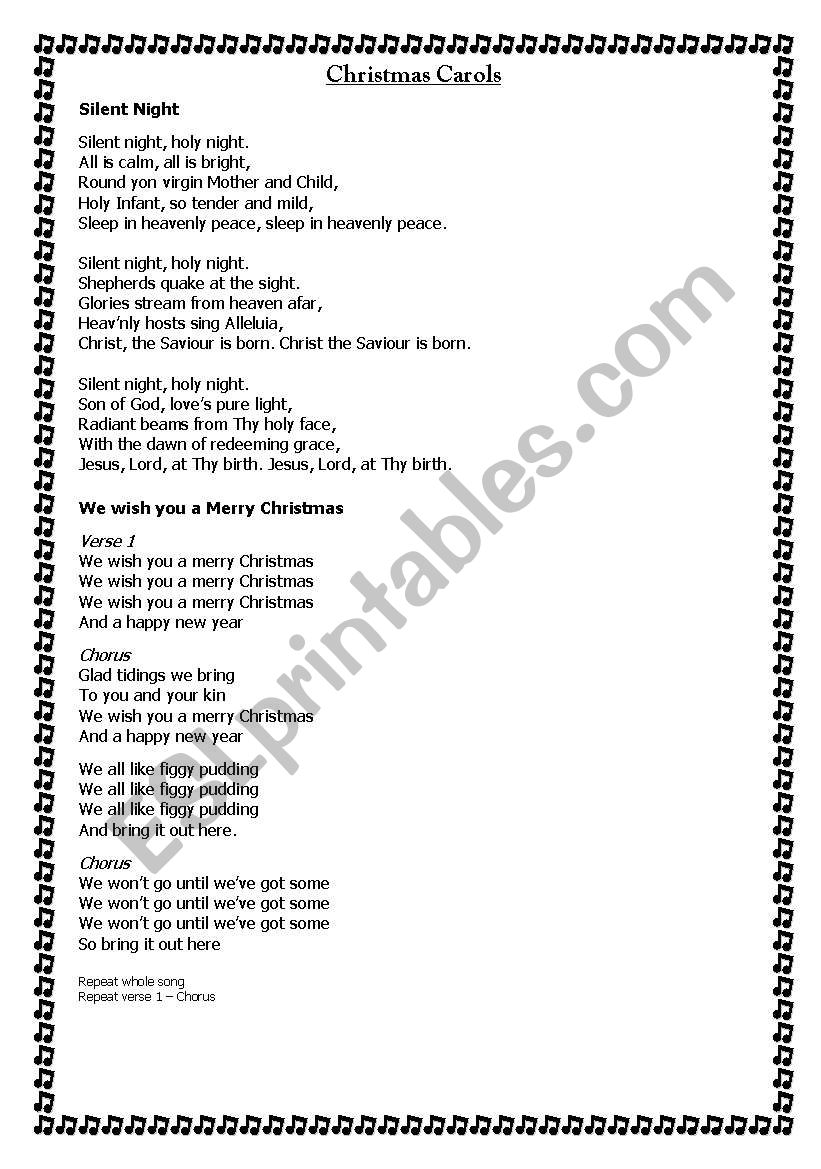 Christmas Carols worksheet