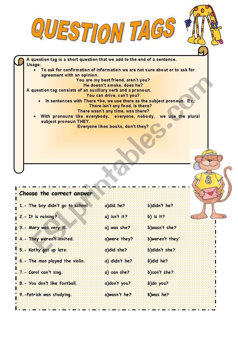 QUESTION TAGS worksheet