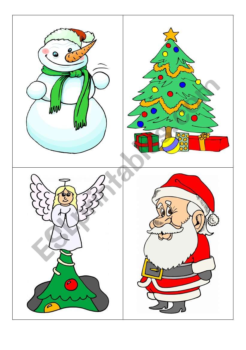 Christmas flashcards worksheet