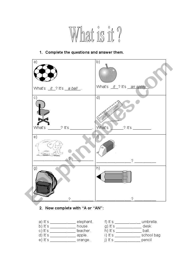 what is it ? worksheet