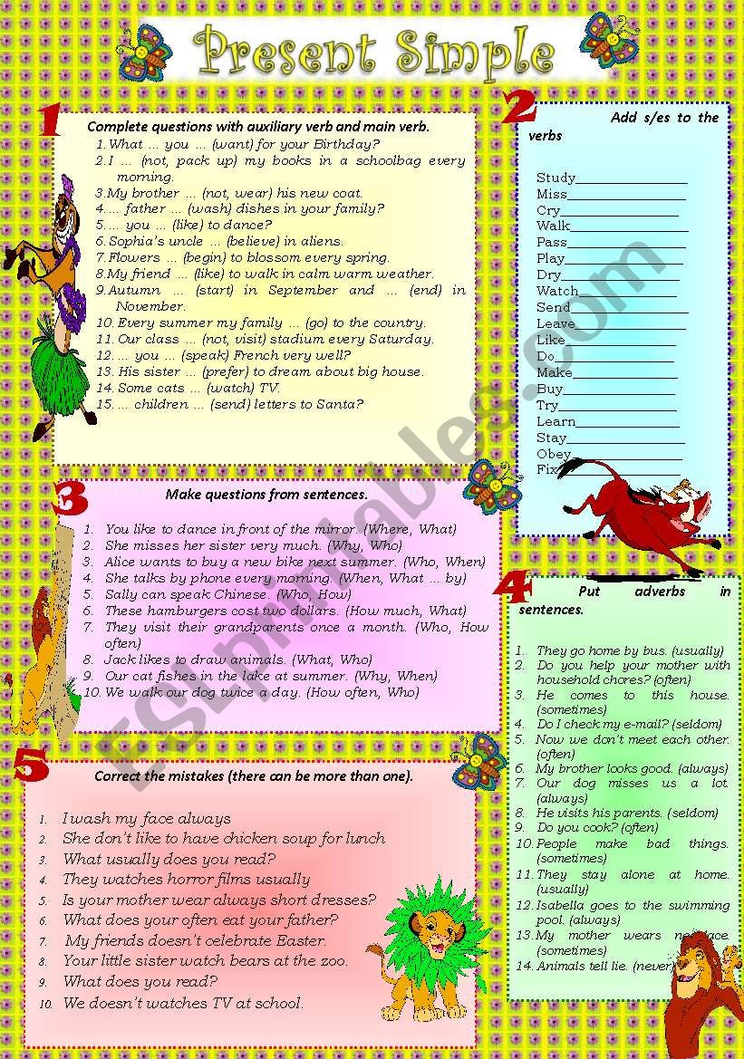 PRESENT SIMPLE***Affirmative/Negative/WH-Questions/Adverbs of Frequency