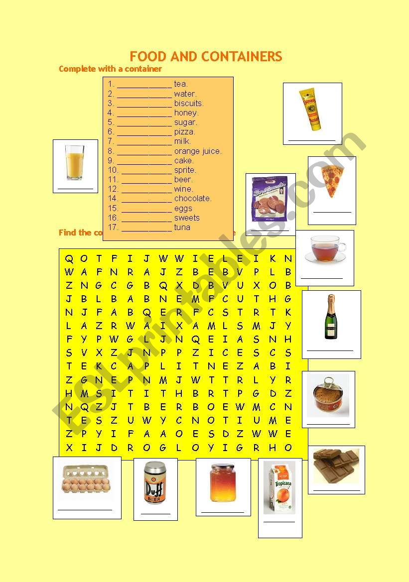 Food Containers (2/2) worksheet