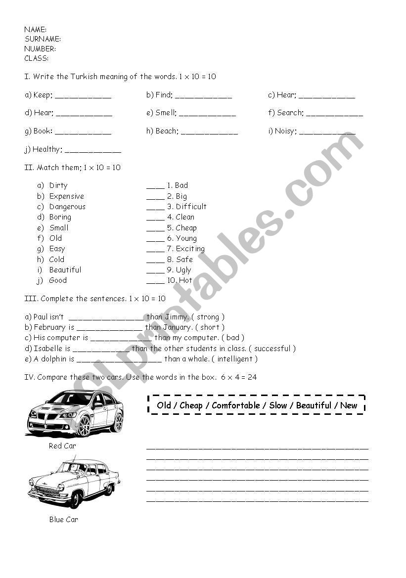 7th grade second written exam worksheet