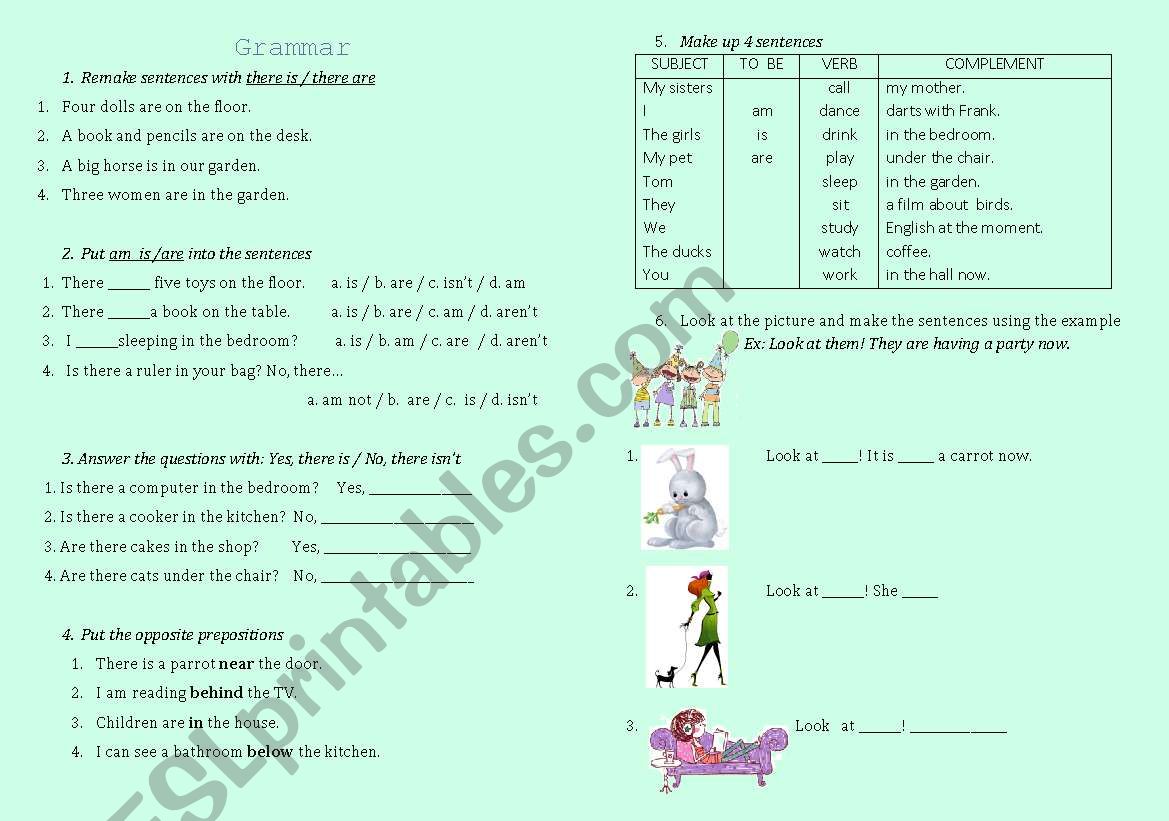 Grammar test worksheet