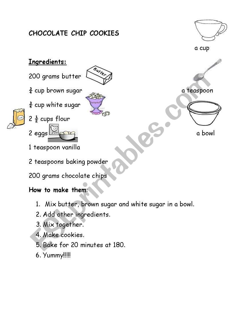 recipe worksheet