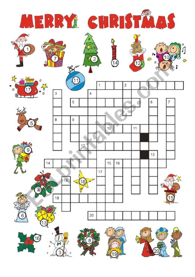 Christmas crossword worksheet