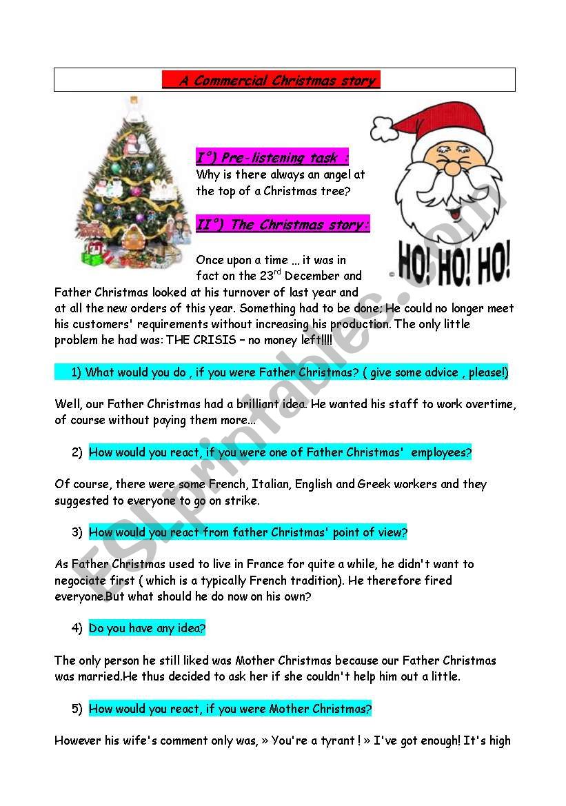 A commercial Christmas story worksheet