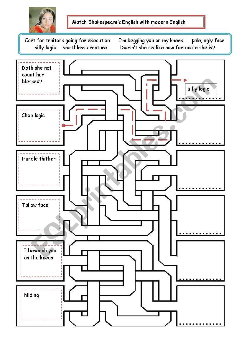 Romeo and Juliet Act 3 Sc5 Match to modern English part 3 maze