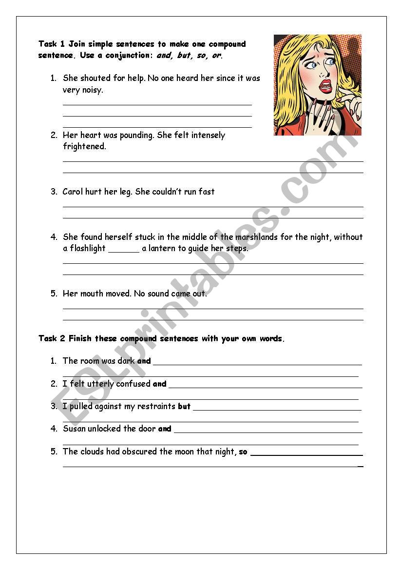 Compound sentences: and, but, so, or. - ESL worksheet by melocoton Throughout Simple And Compound Sentence Worksheet