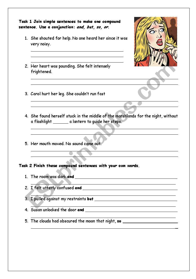 Compound sentences: and, but, so, or. - ESL worksheet by melocoton With Compound Sentences Worksheet Pdf