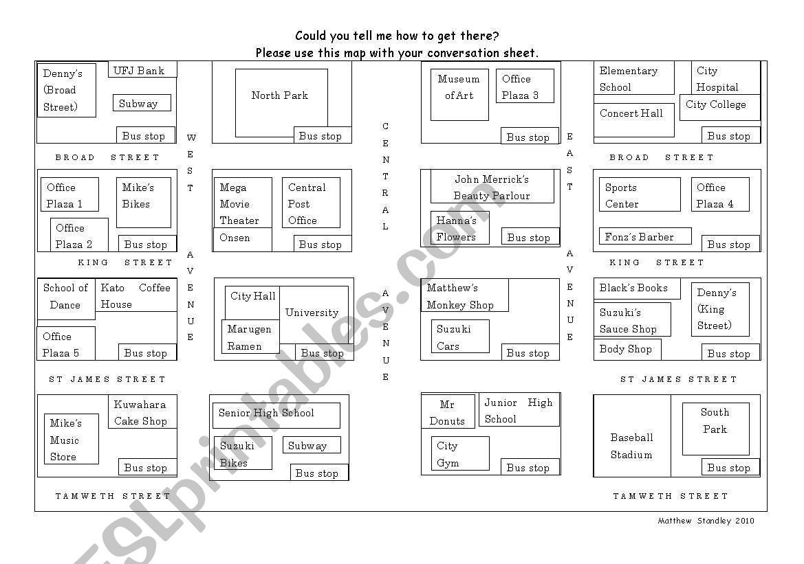 DIRECTIONS - Conversations and maps - intermediate level