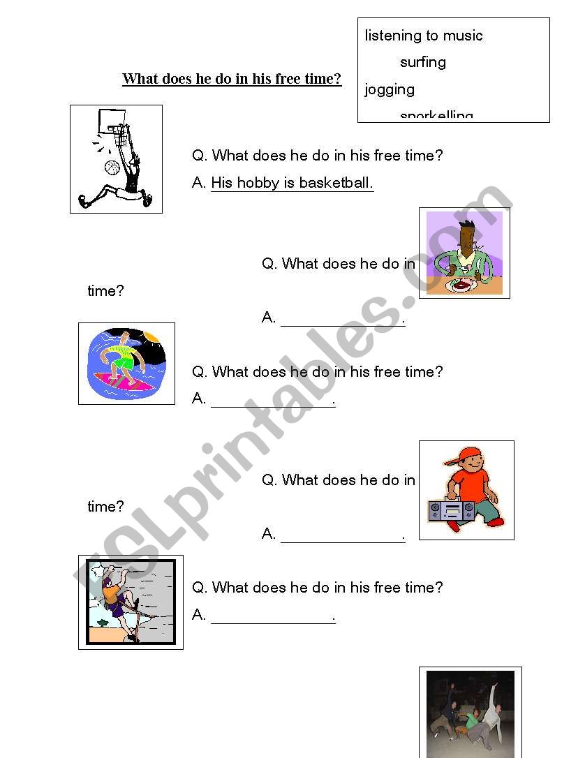 Hobbies worksheet