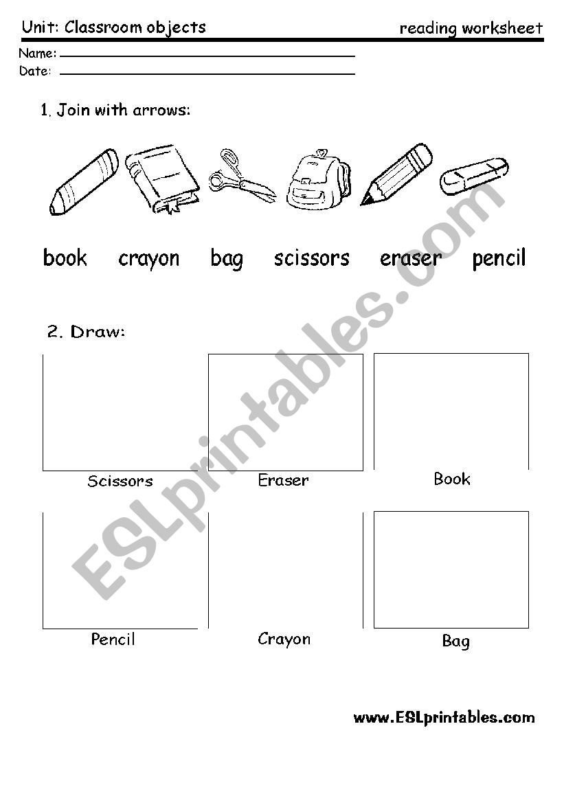 Classroom material: reading worksheet