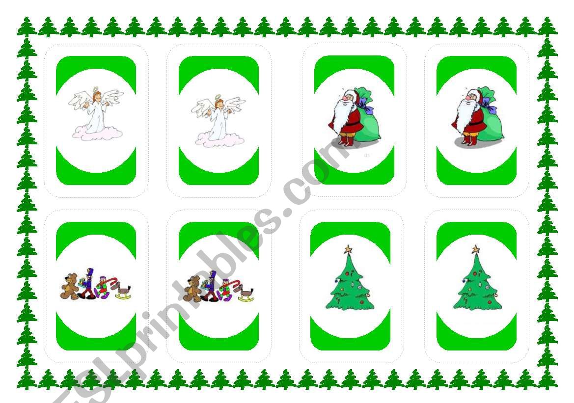 Xmas Uno game (Green cards) worksheet