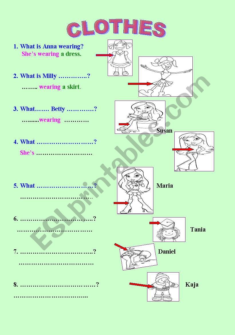 Clothes - guided writing activity