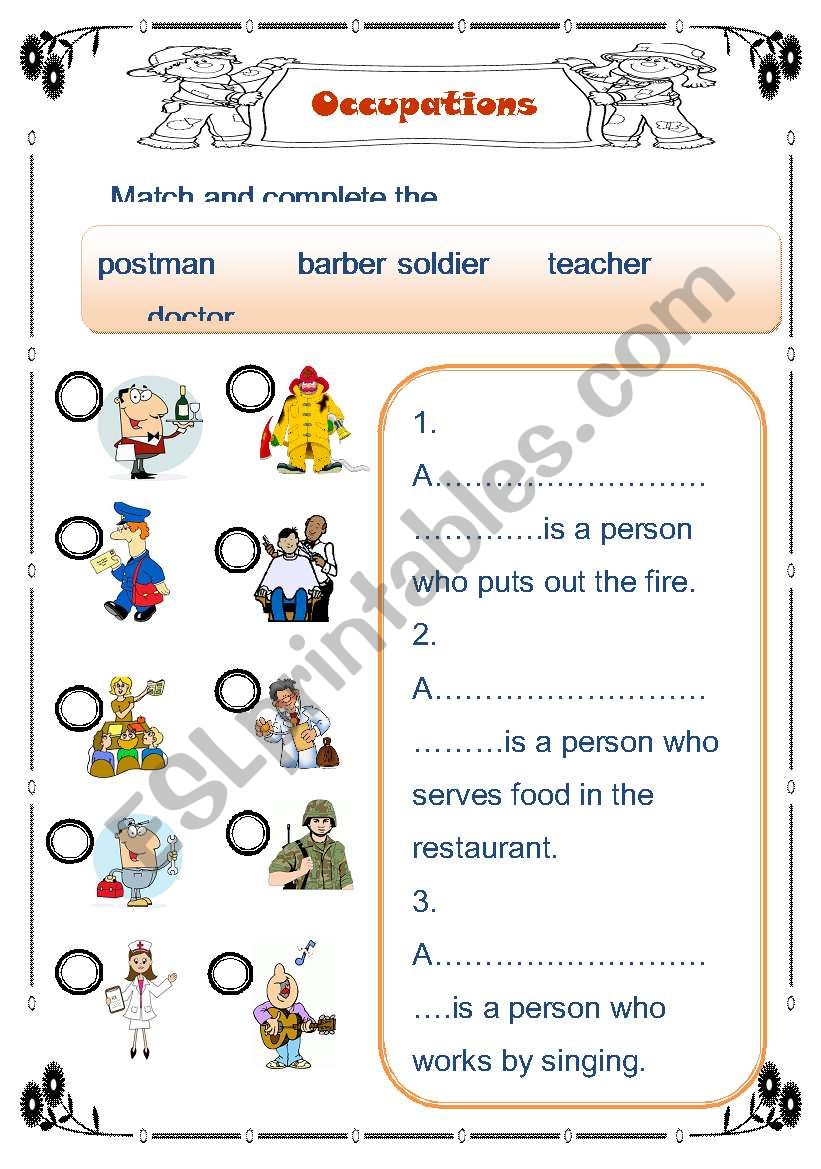 occupation worksheet