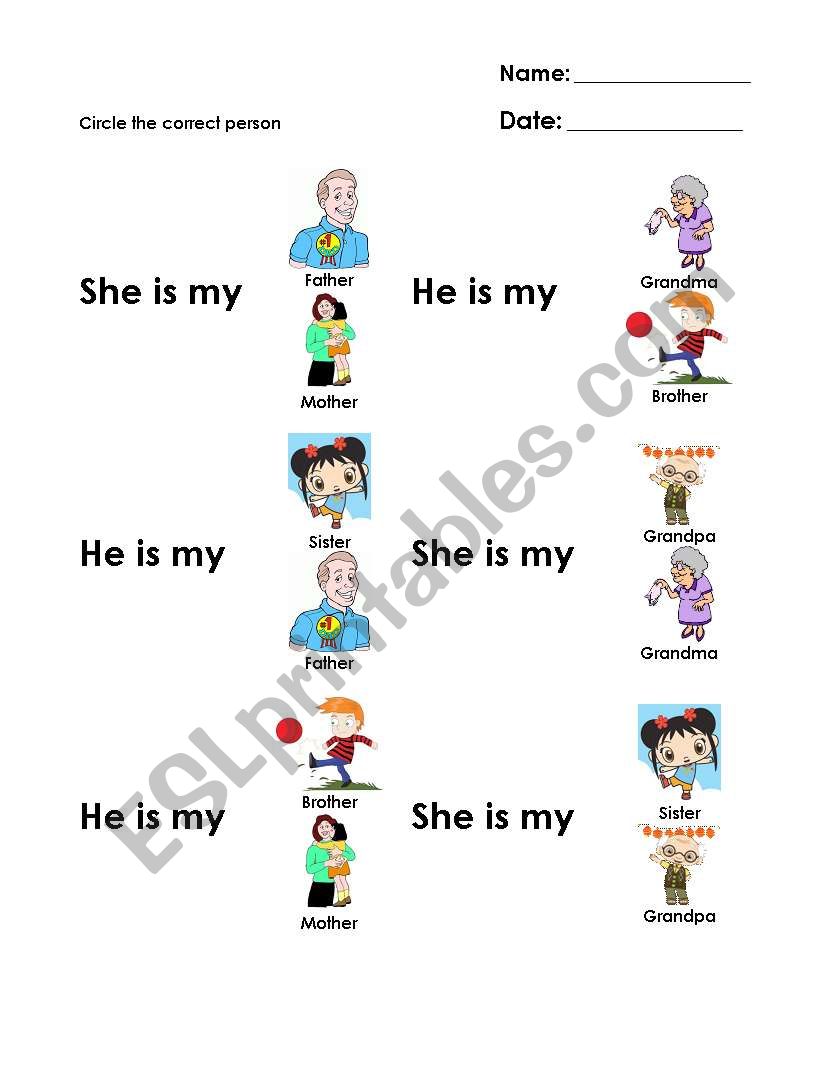 He is / She is worksheet worksheet