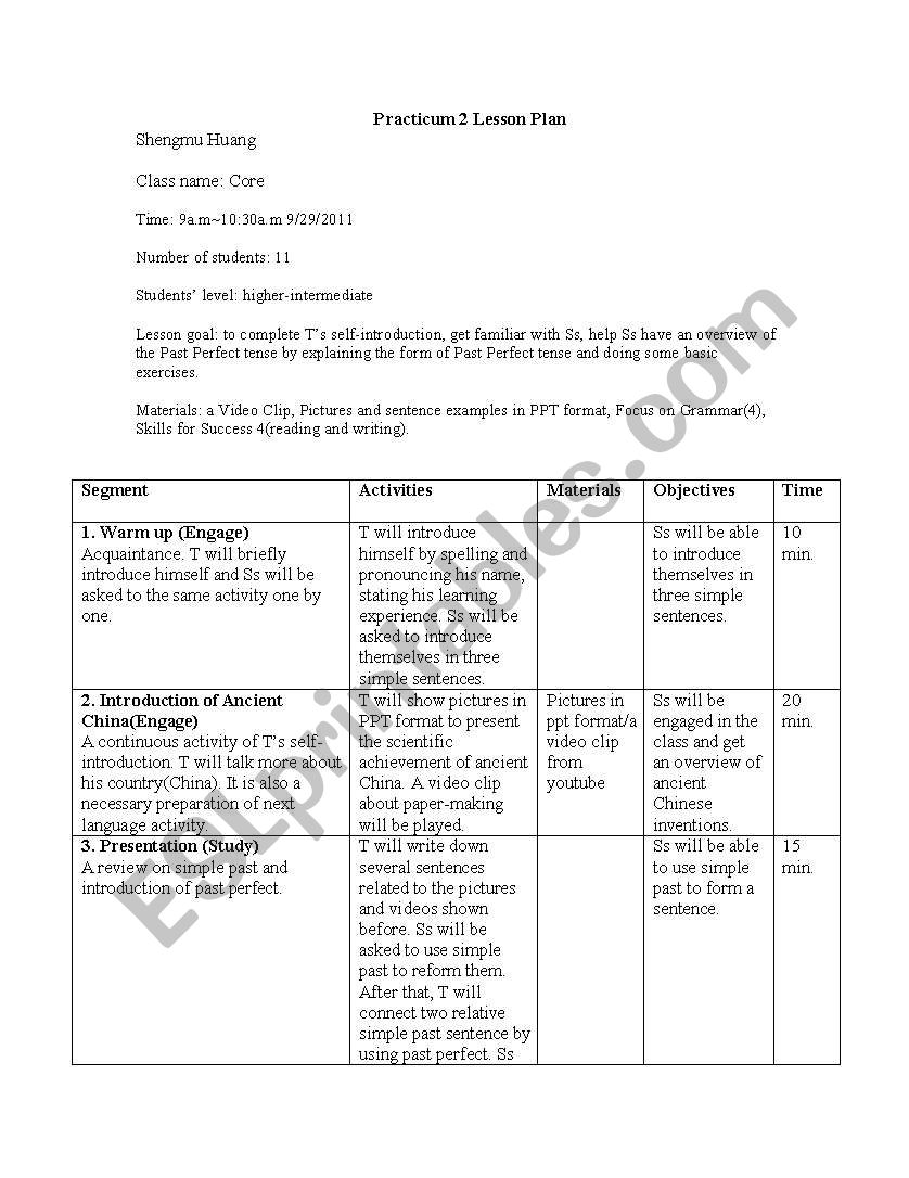 lesson plan worksheet