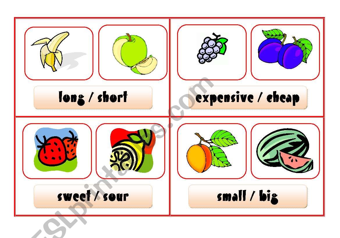 COMPARISON CARDS - fruit (part 2)