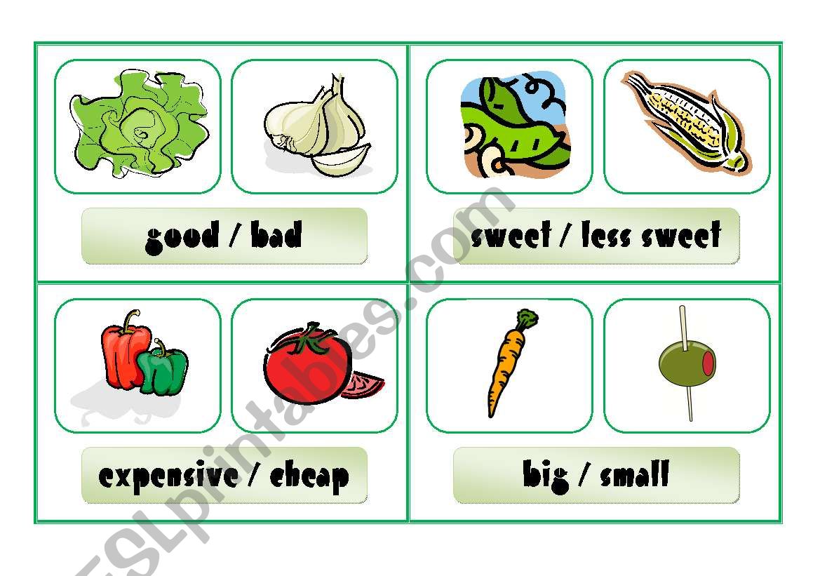 COMPARISON CARDS - vegetable (part 3)
