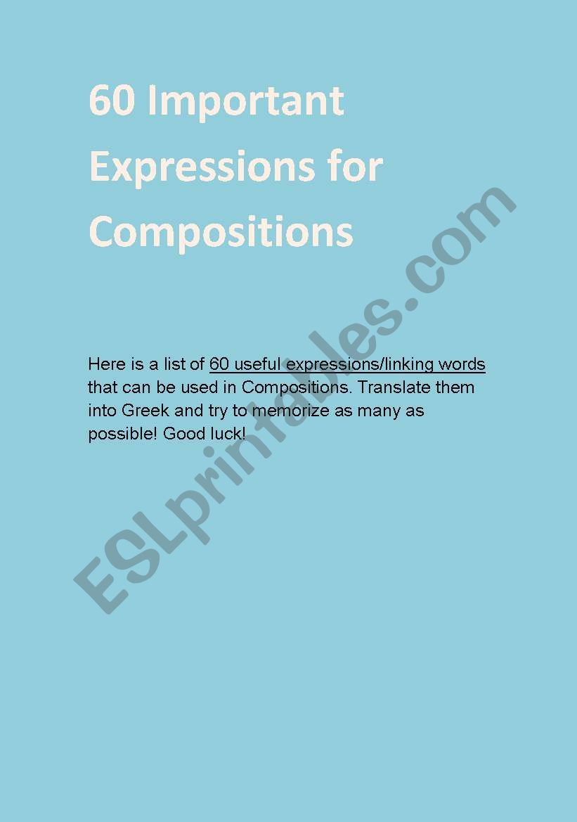 60 Important expressions for compositions