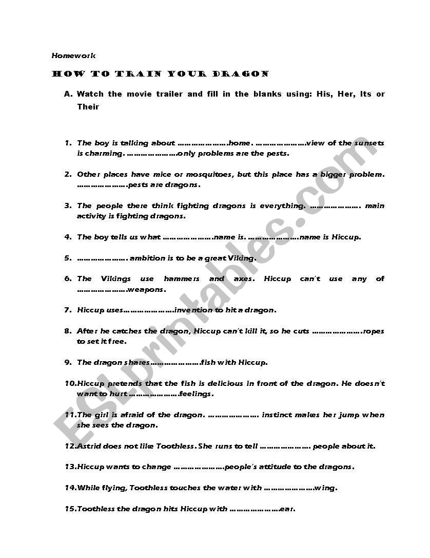 how to train your dragon movie trailer worksheet 