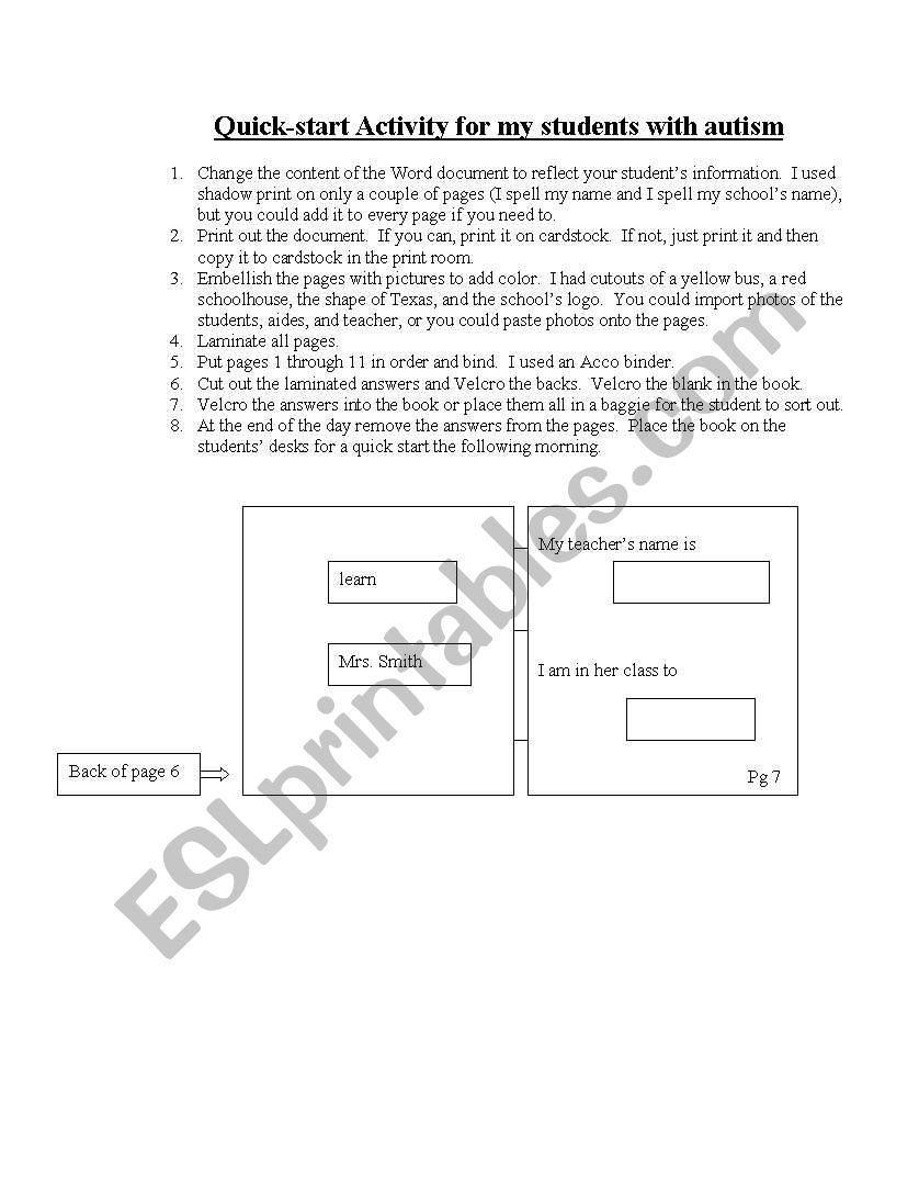 AM Activity Binder worksheet
