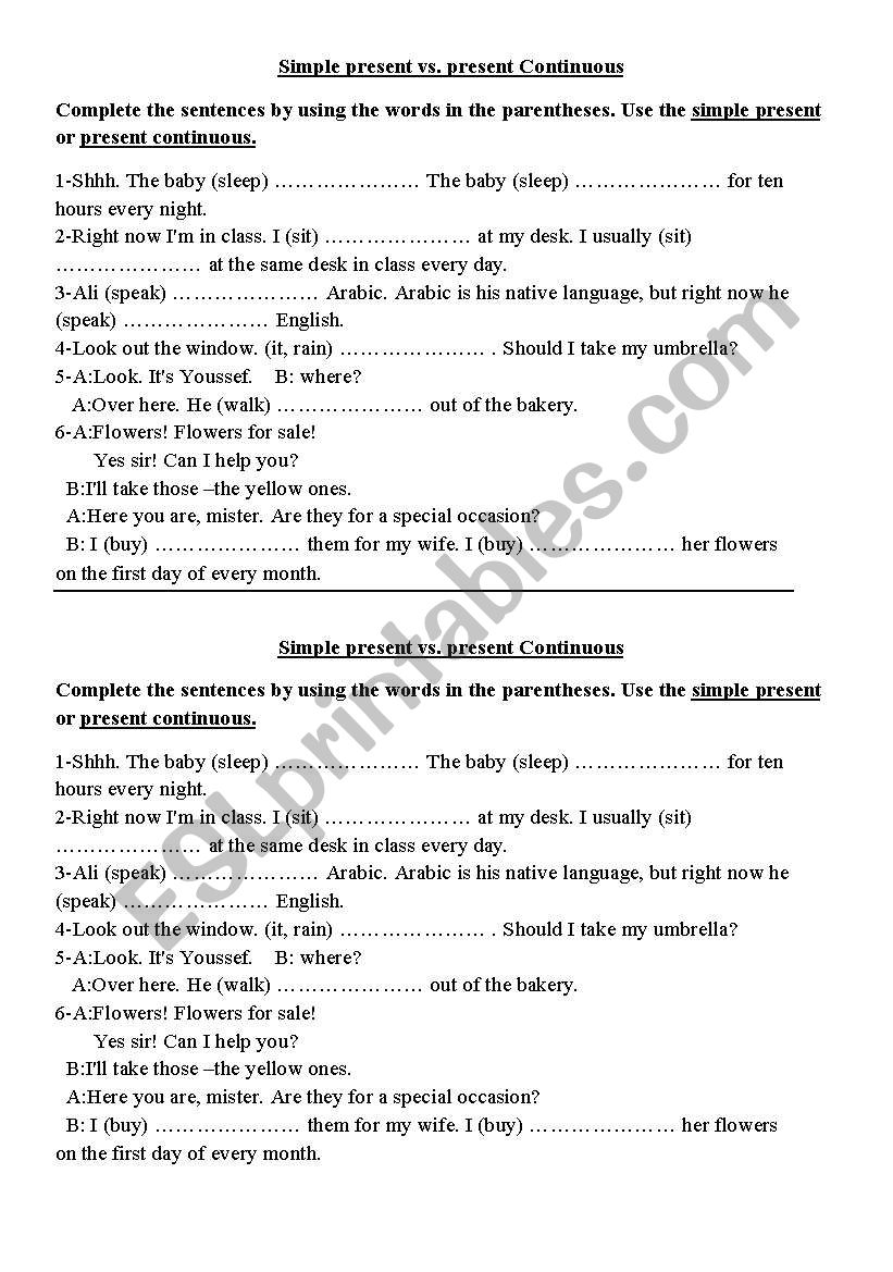 simple present vs. present continuous