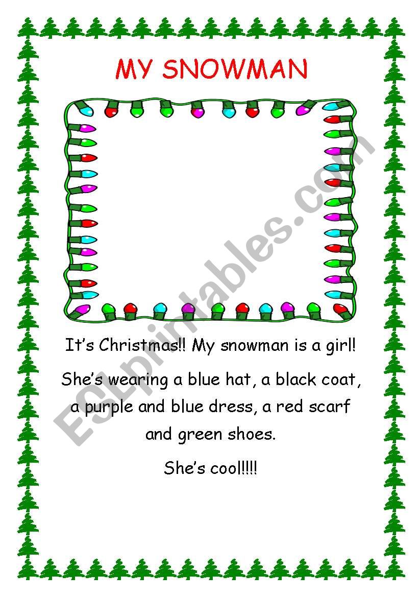 My snowman is a girl!! worksheet