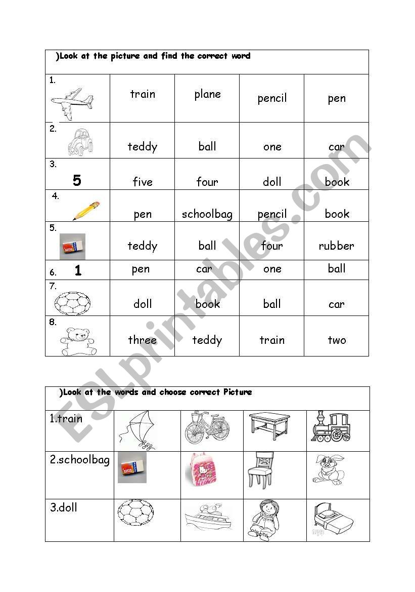 a vocabulary worksheet for grade1