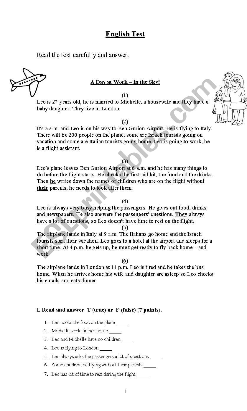 Test: jobs worksheet