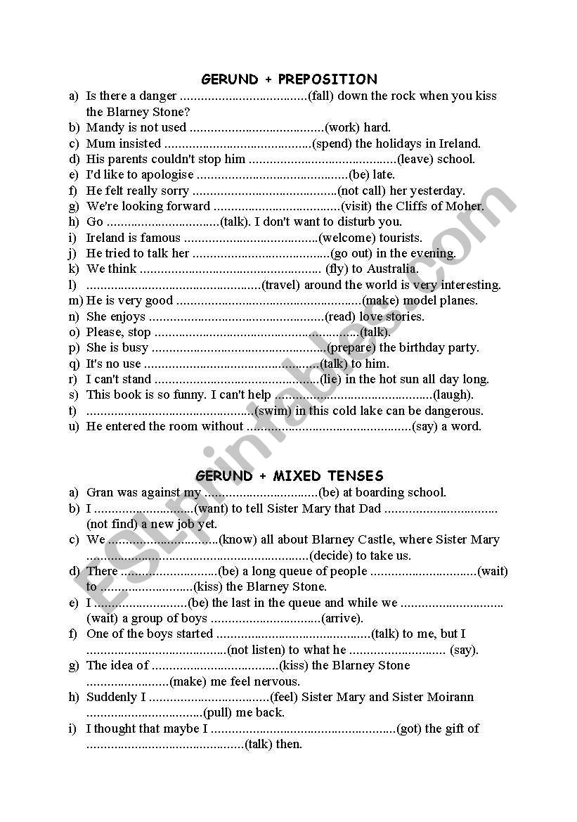 Gerund worksheet