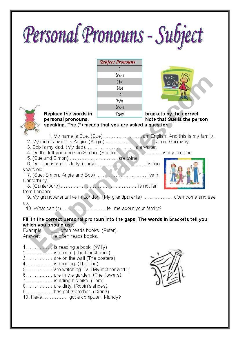 Subject Pronouns worksheet