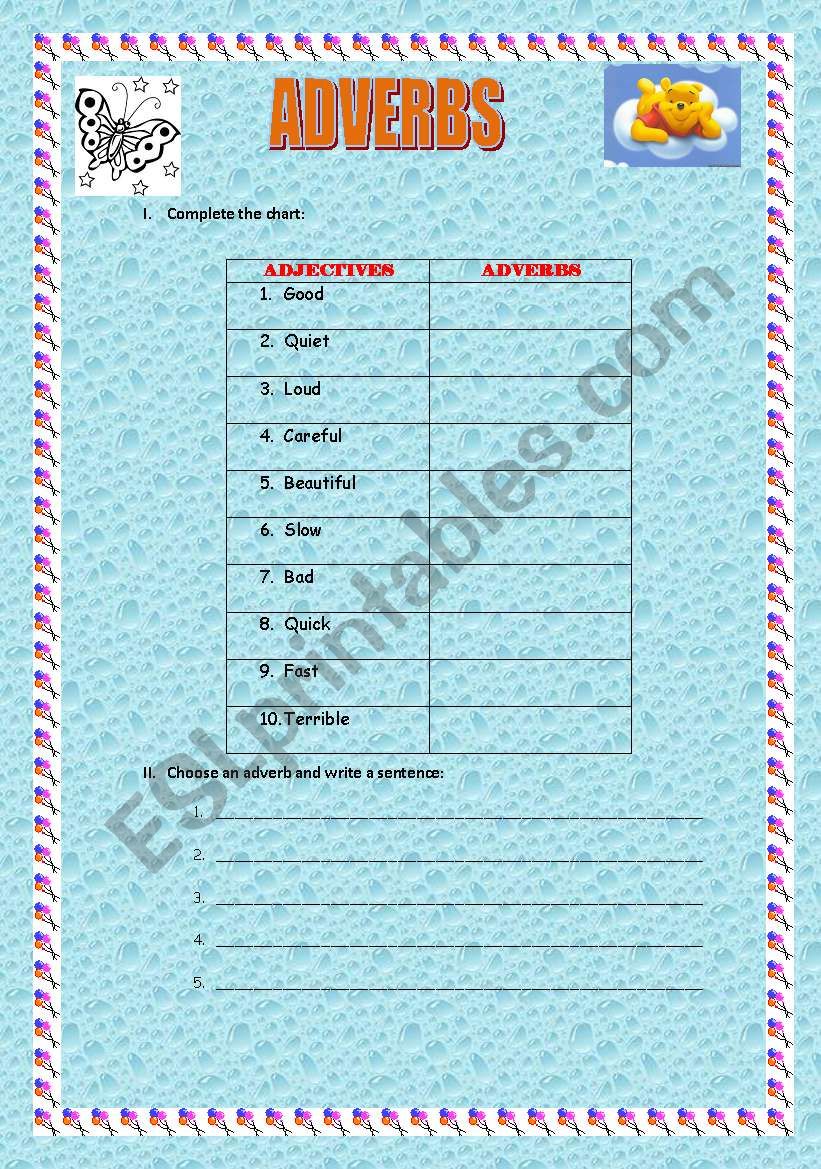 Adverbs worksheet