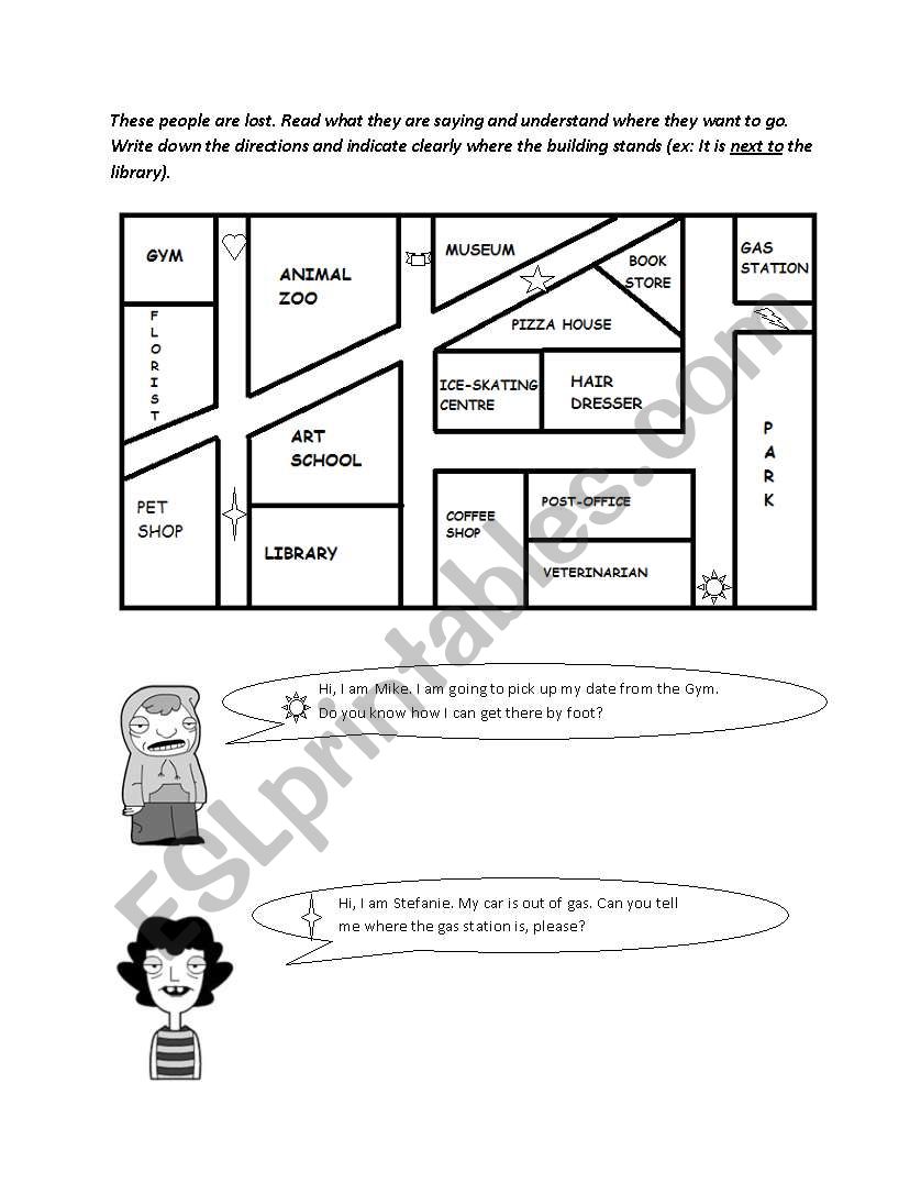 Giving Directions Exercise worksheet