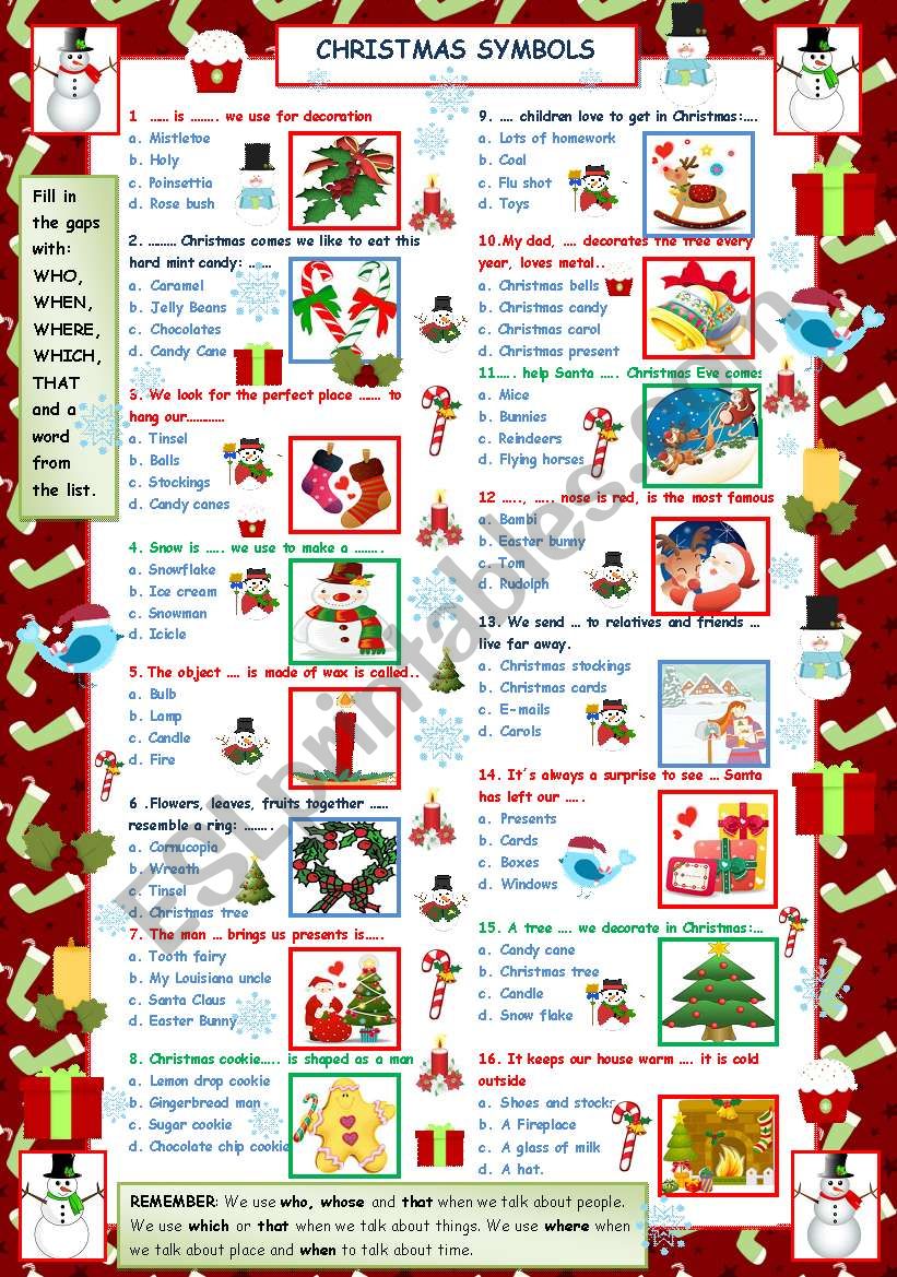 Christmas words Quiz II worksheet