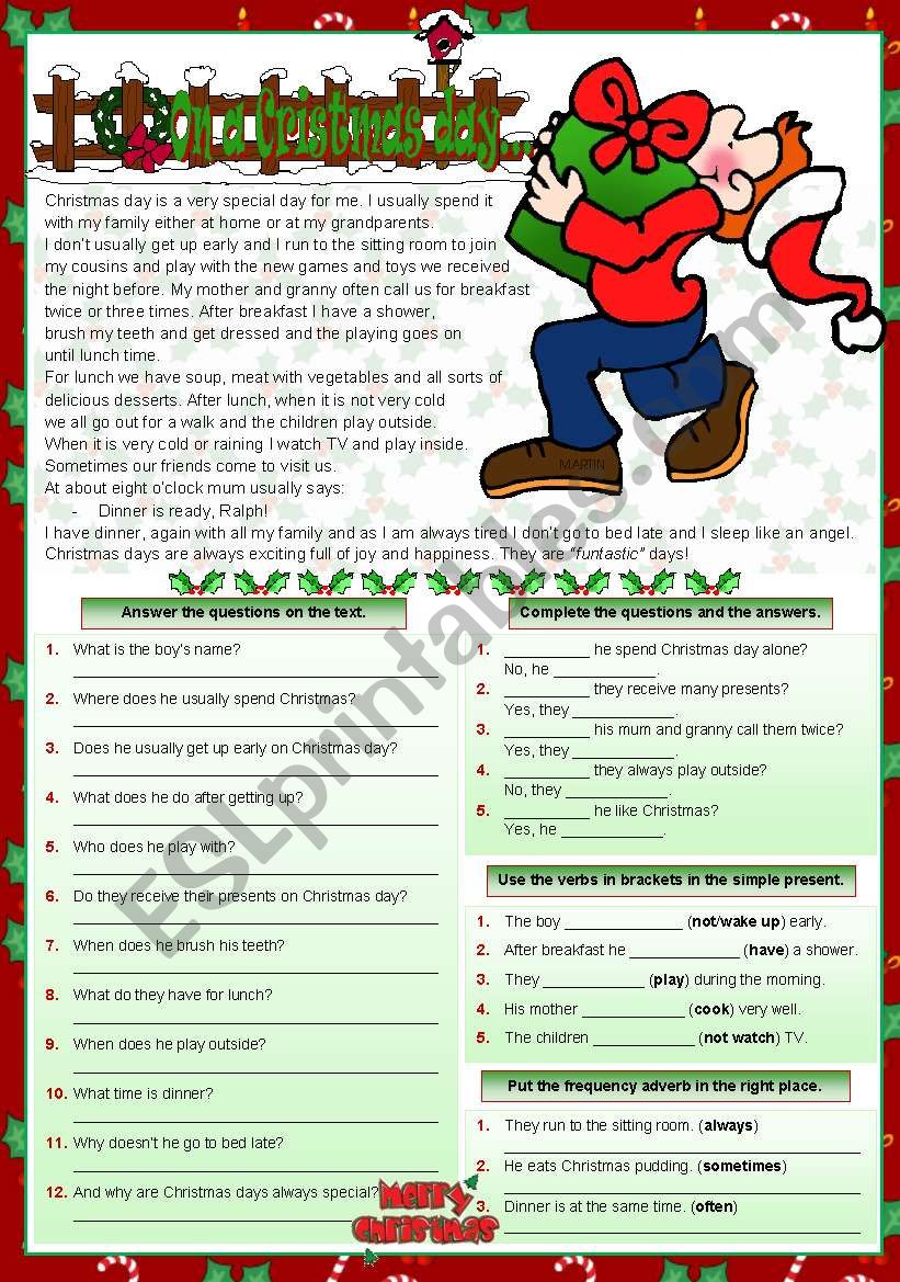 On a Christmas day... worksheet