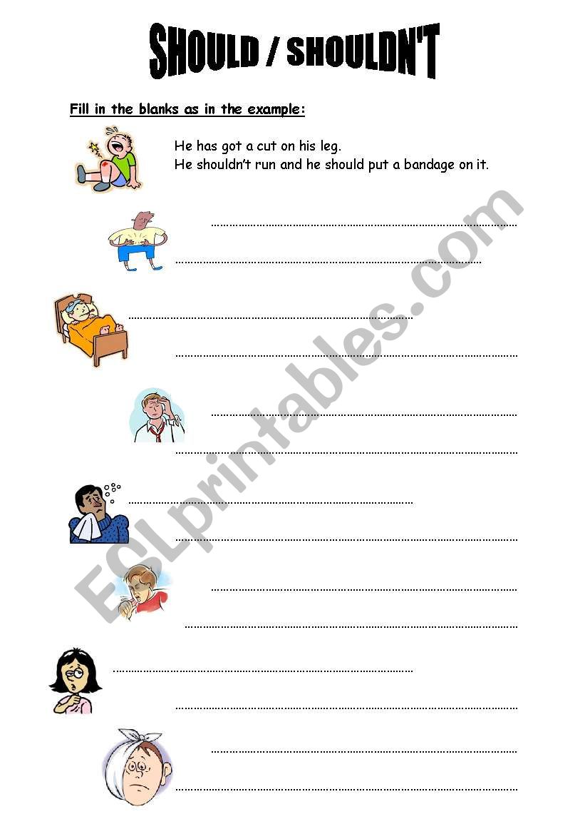 Should Shouldn´t Esl Worksheet By Esensk