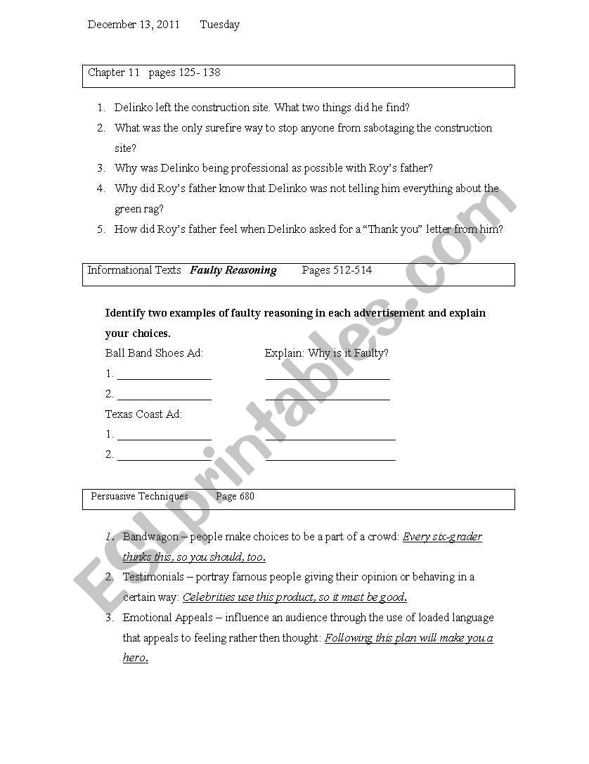 Hoot  worksheet