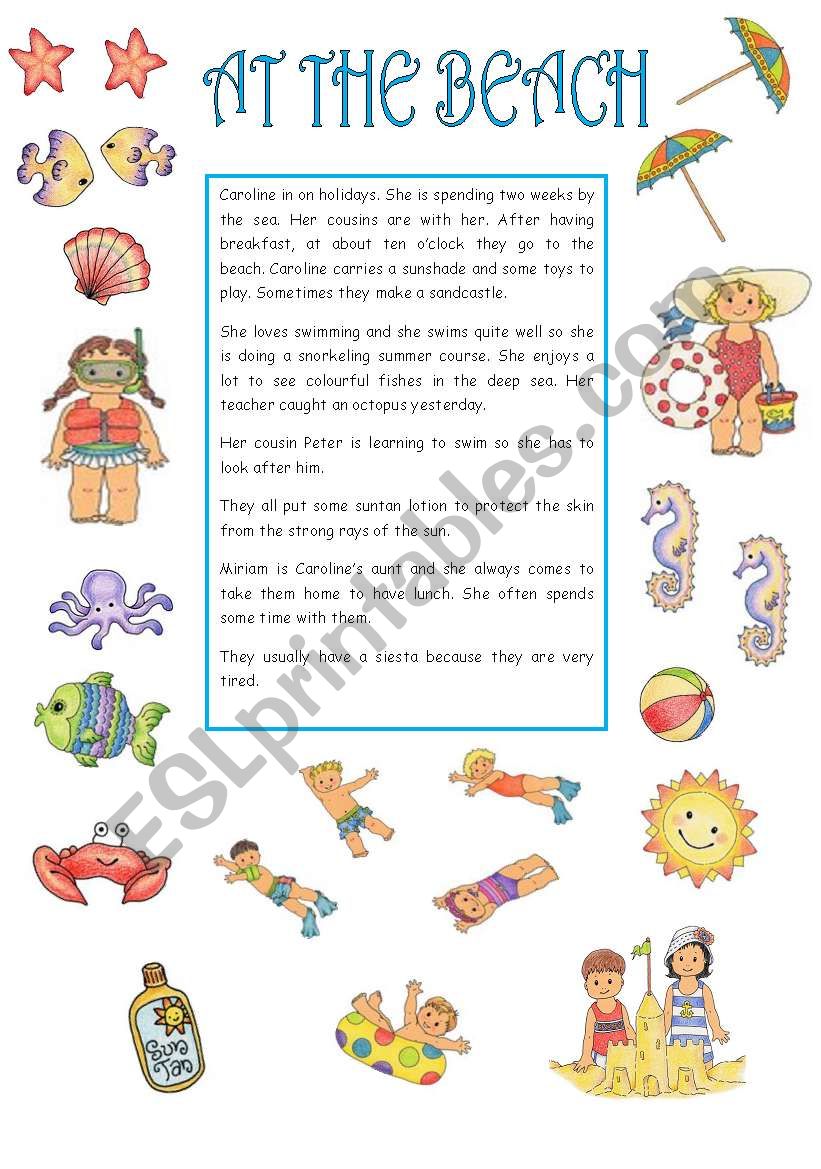 AT THE BEACH worksheet