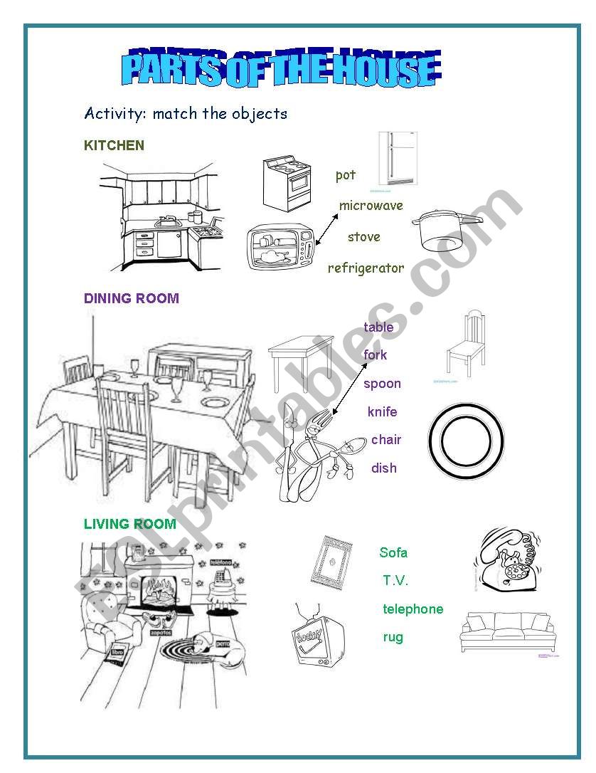 PARTS OF THE HOUSE worksheet