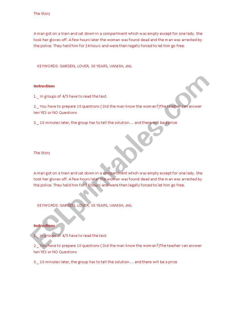 The story worksheet