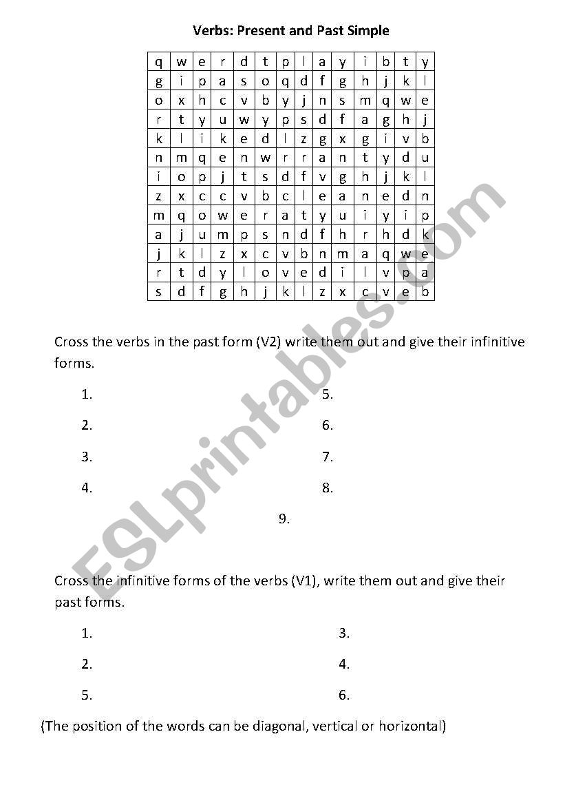 Regular and Irregular Verbs worksheet