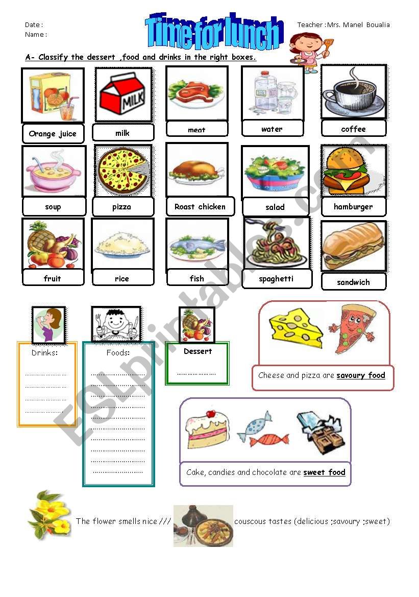 TIME FOR LUNCH PART1 worksheet