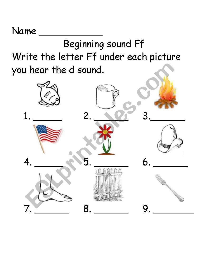 Beginning sound Ff  worksheet