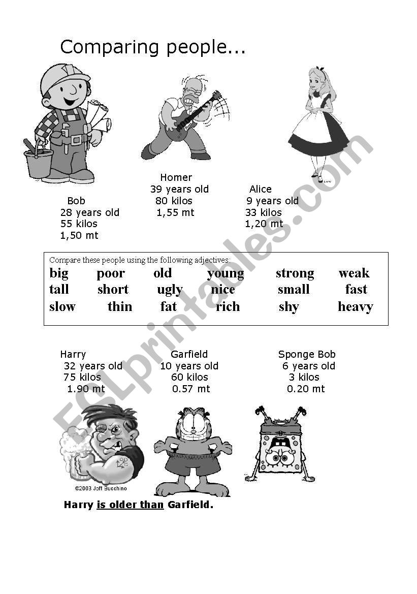 comparing people worksheet