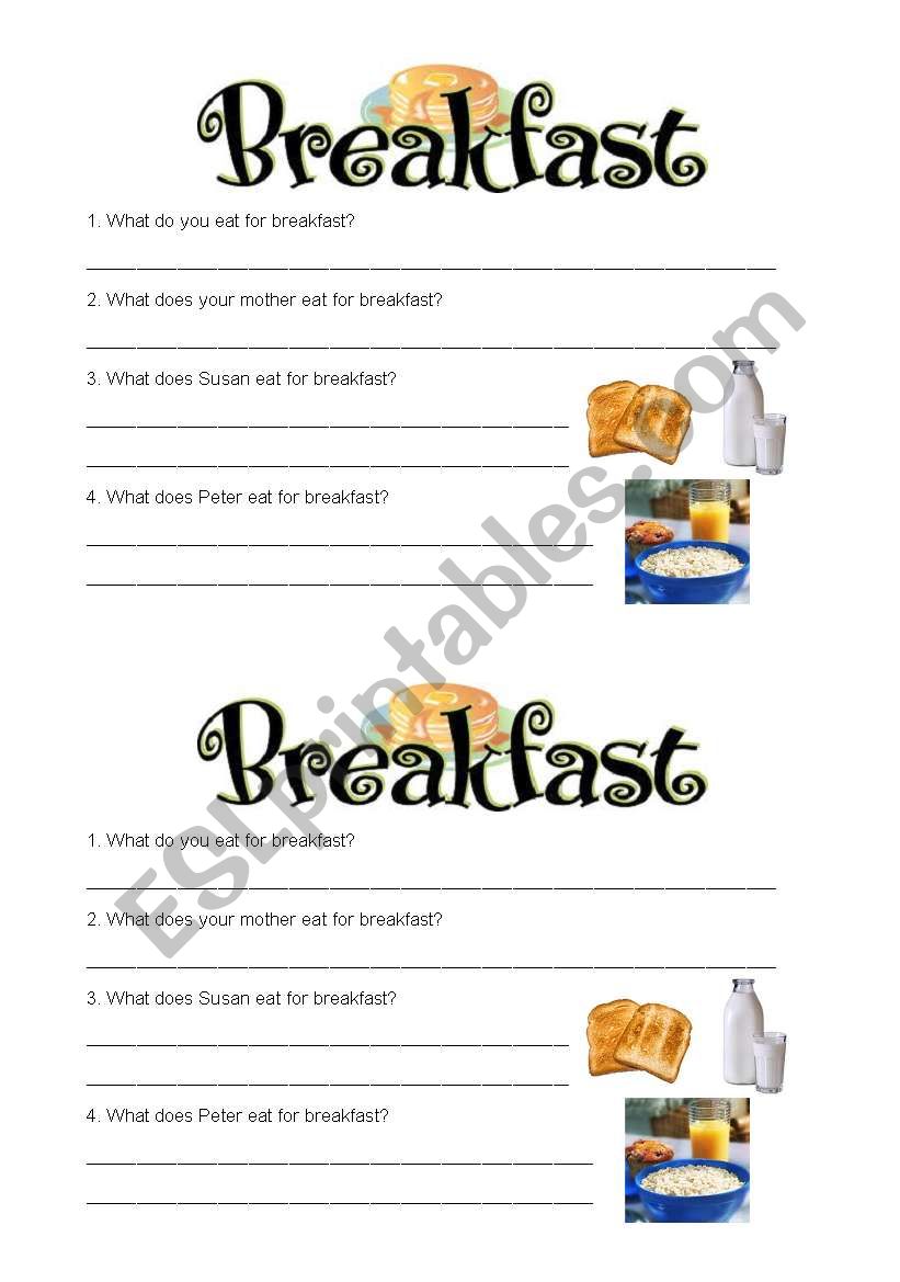 Breakfast worksheet