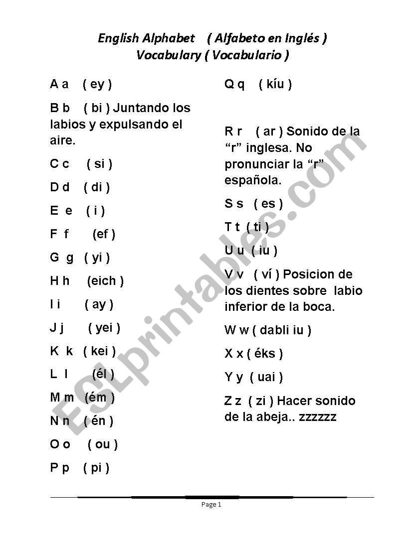 Alphabet and Basic Vocabulary Low-Beginning